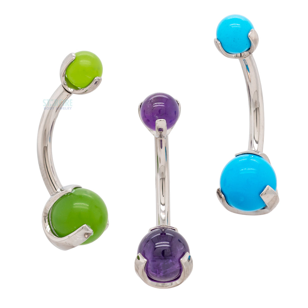 Stone Ball Navel Curve in Prong Setting