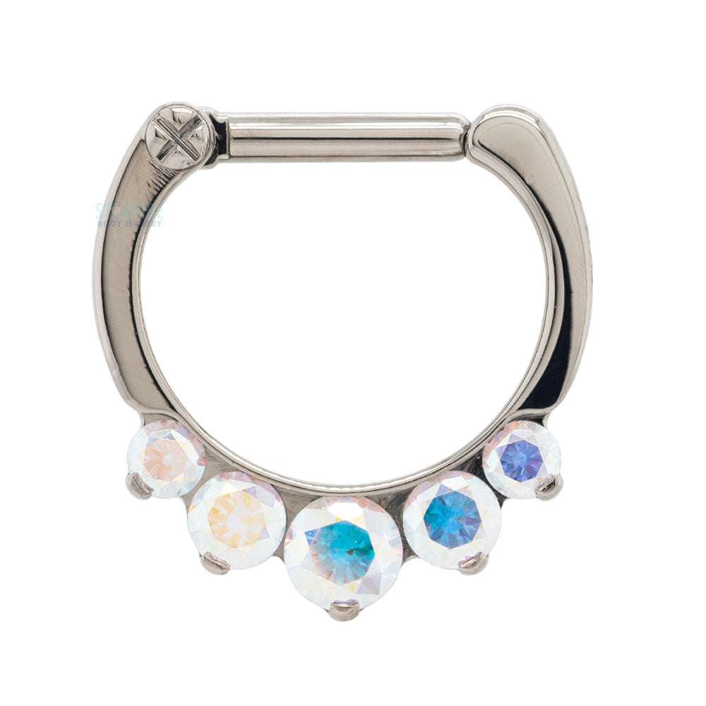 "Odyssey" Clicker #6 with 5 Graduated Faceted Gems- 16 ga. 1/4" post