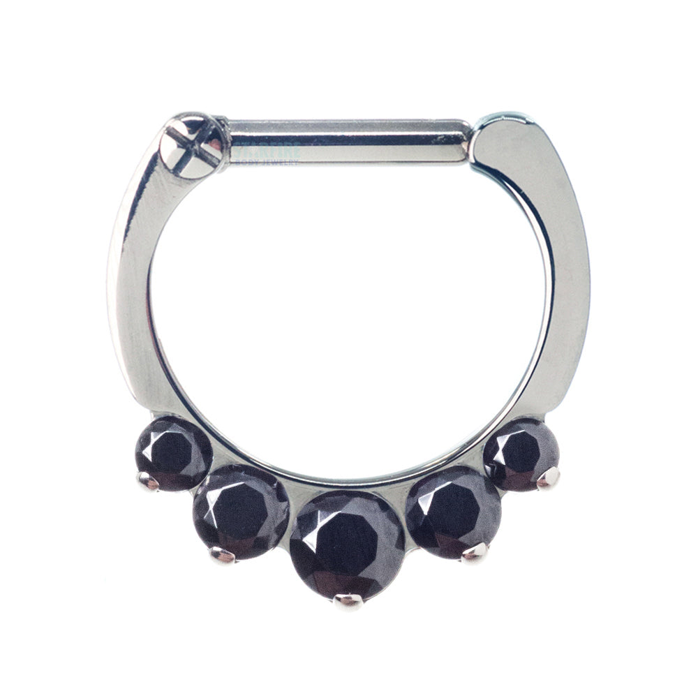 "Odyssey" Clicker #6 with 5 Graduated Faceted Gems- 16 ga. 1/4" post
