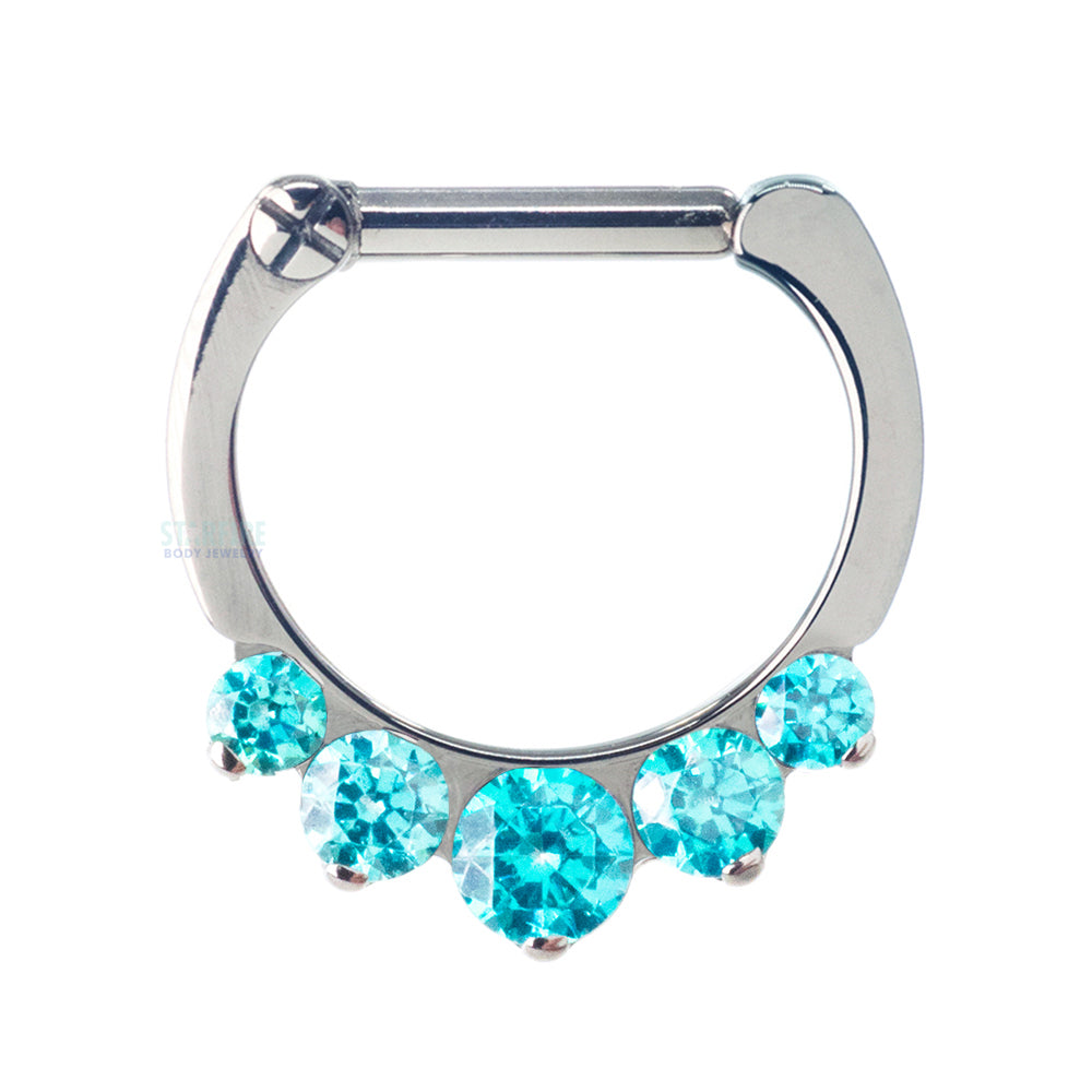 "Odyssey" Clicker #6 with 5 Graduated Faceted Gems- 16 ga. 1/4" post