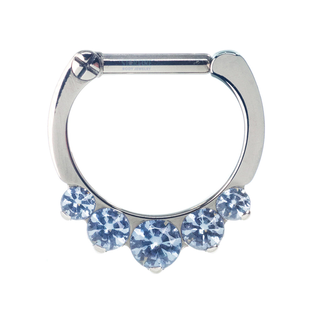 "Odyssey" Clicker #6 with 5 Graduated Faceted Gems- 16 ga. 1/4" post