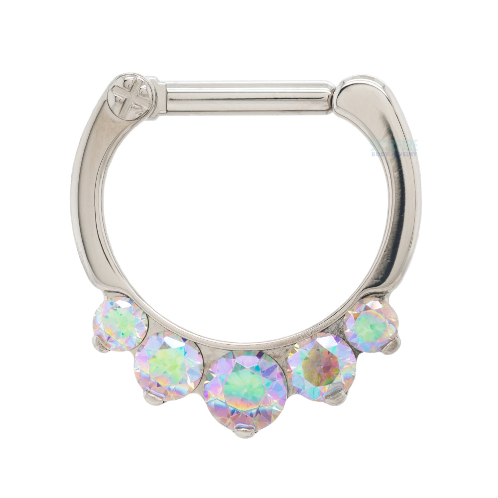 "Odyssey" Clicker #6 with 5 Graduated Faceted Gems- 16 ga. 1/4" post