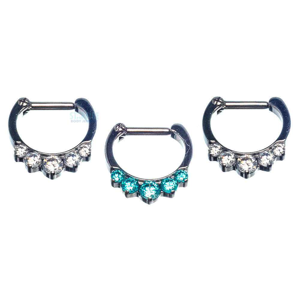 "Odyssey" Clicker #6 with 5 Graduated Faceted Gems- 16 ga. 1/4" post