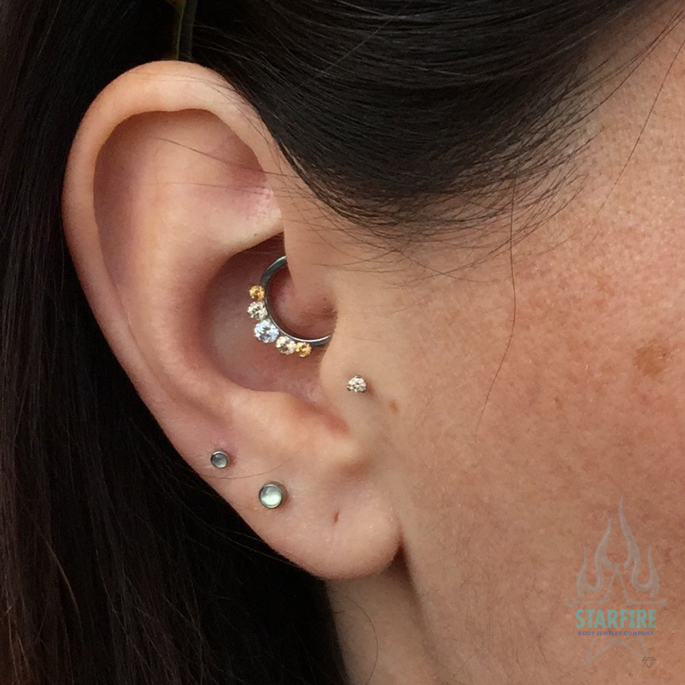 "Odyssey" Clicker #6 with 5 Graduated Faceted Gems - 5/16" post (longer) - custom color combos