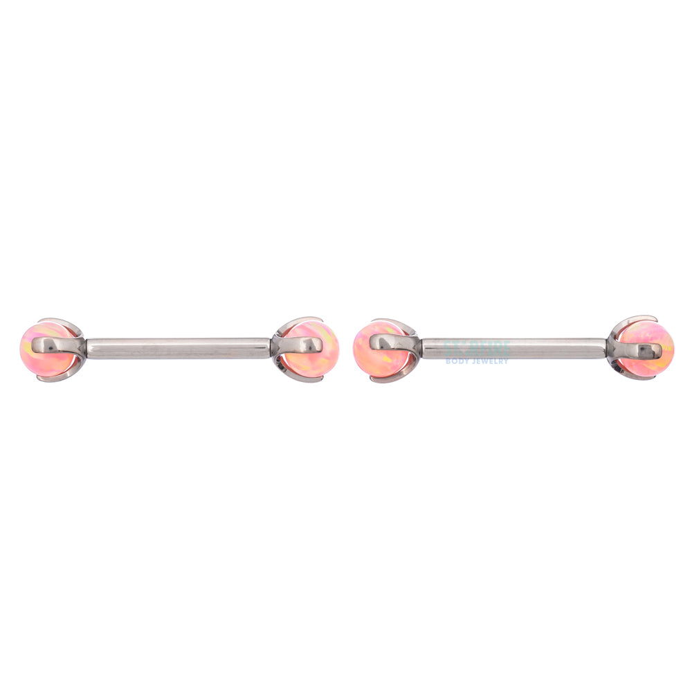 Opal Ball in Prong's Nipple Barbells