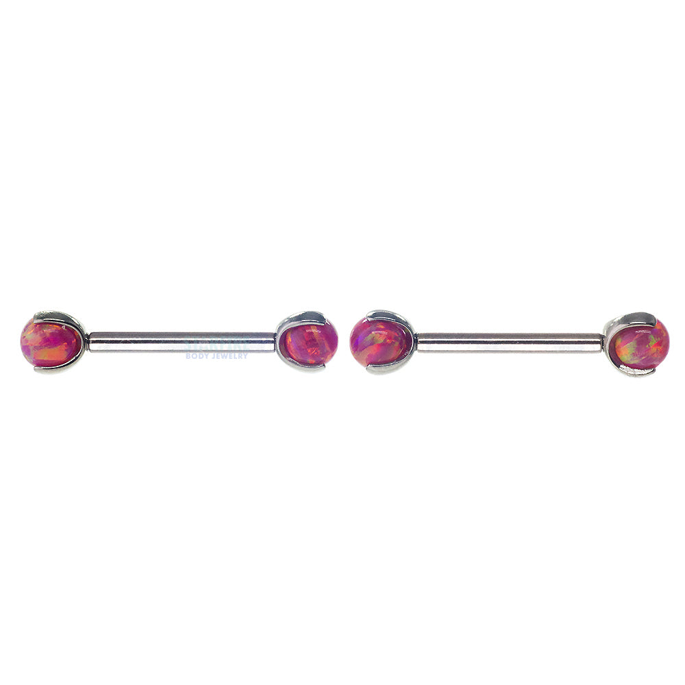 Opal Ball in Prong's Nipple Barbells
