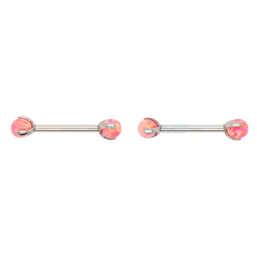 Opal Ball in Prong's Nipple Barbells