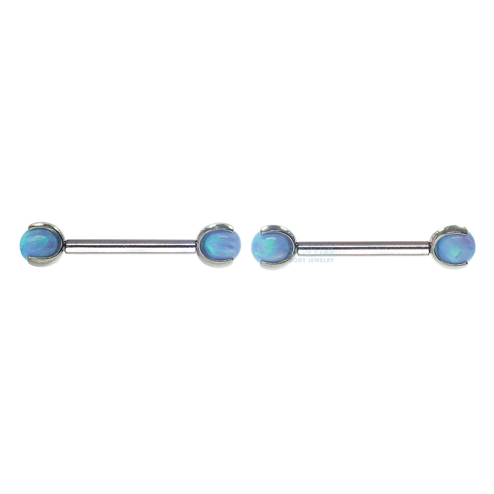 Opal Ball in Prong's Nipple Barbells