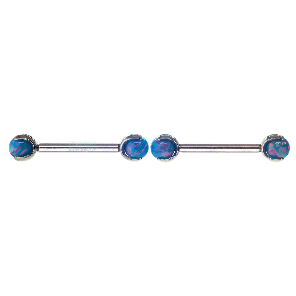 Opal Ball in Prong's Nipple Barbells