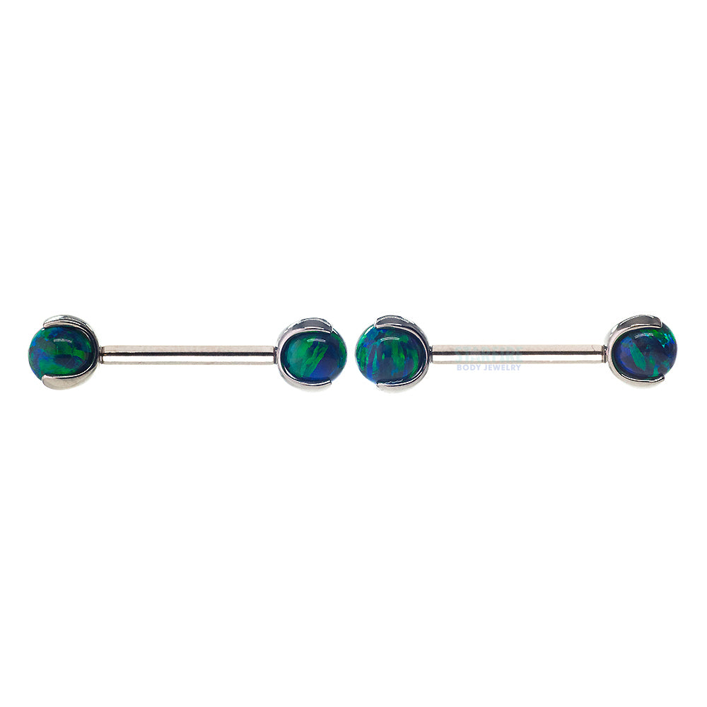 Opal Ball in Prong's Nipple Barbells