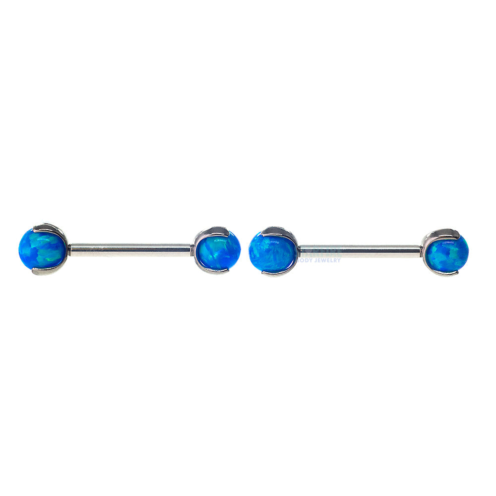 Opal Ball in Prong's Nipple Barbells