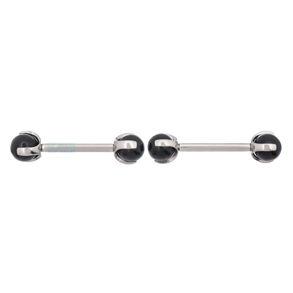 Natural Stone Ball in Prong's Nipple Barbells