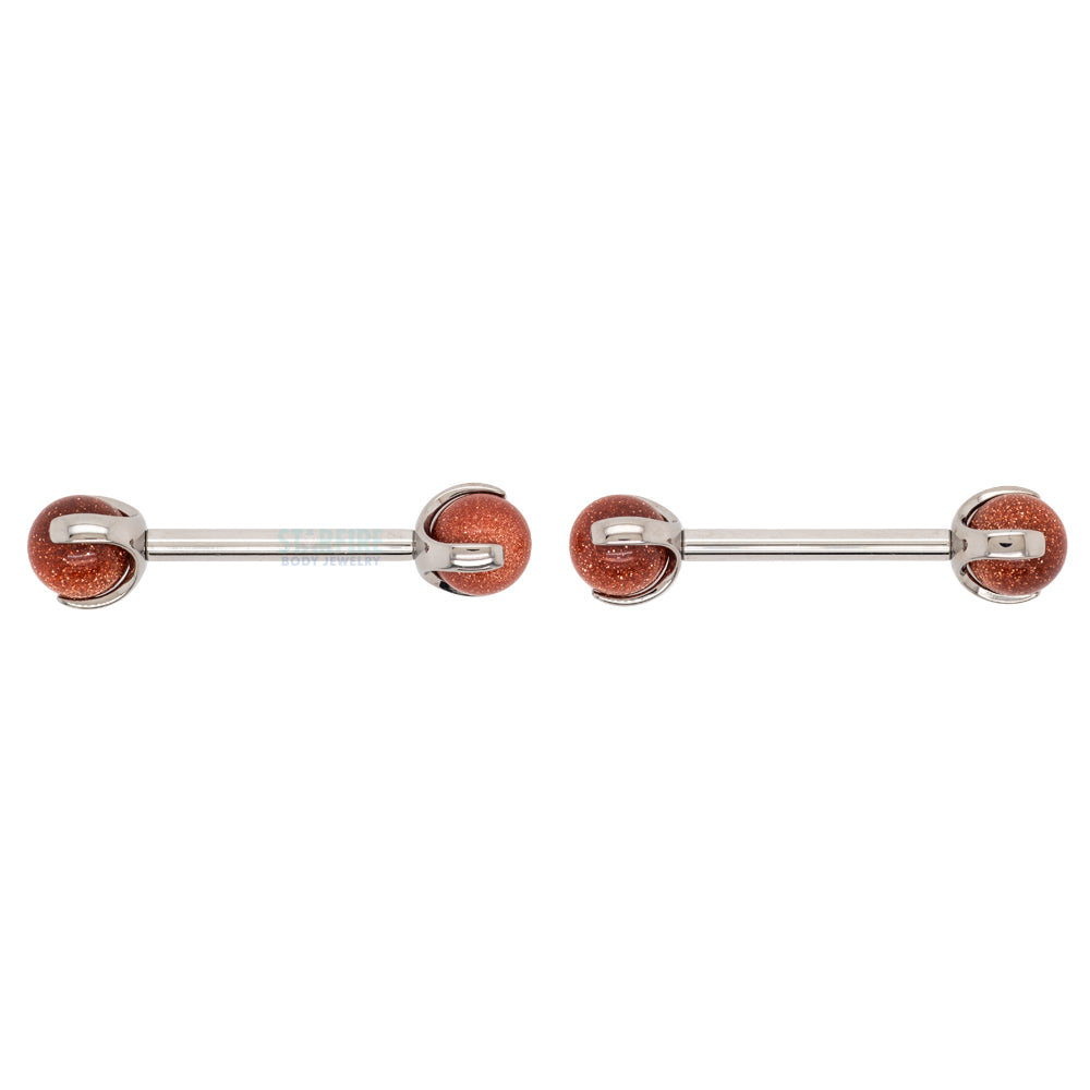 Industrial Strength Natural Stone Ball in Prong s Nipple Barbells