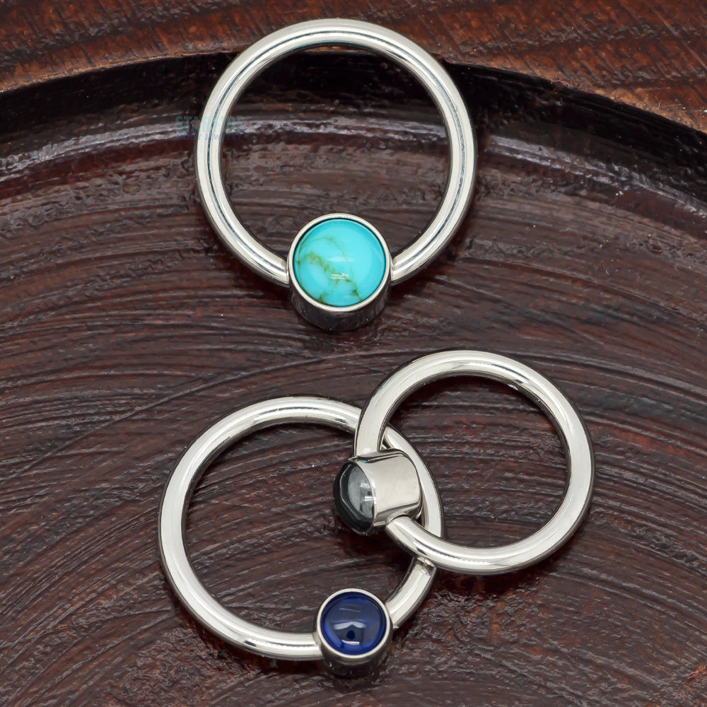 Captive Bead Ring (CBR) with Bezel-set Natural Stone