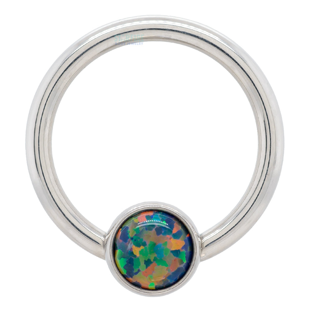 Anatometal Captive Bead Ring (CBR) with Bezel-set Opal – Starfire Body ...