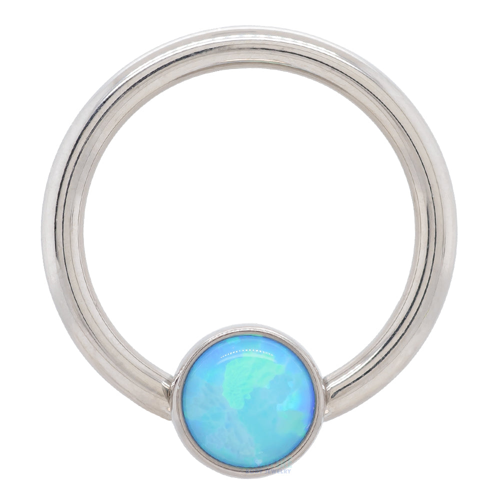 Anatometal Captive Bead Ring (CBR) with Bezel-set Opal – Starfire Body ...