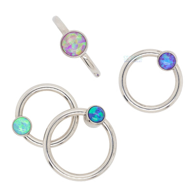 Captive Bead Ring (CBR) with Bezel-set Opal