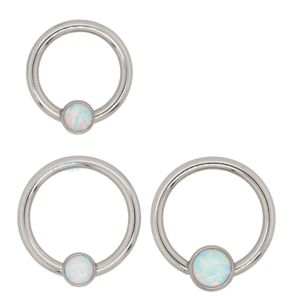 Captive Bead Ring (CBR) with Bezel-set Opal