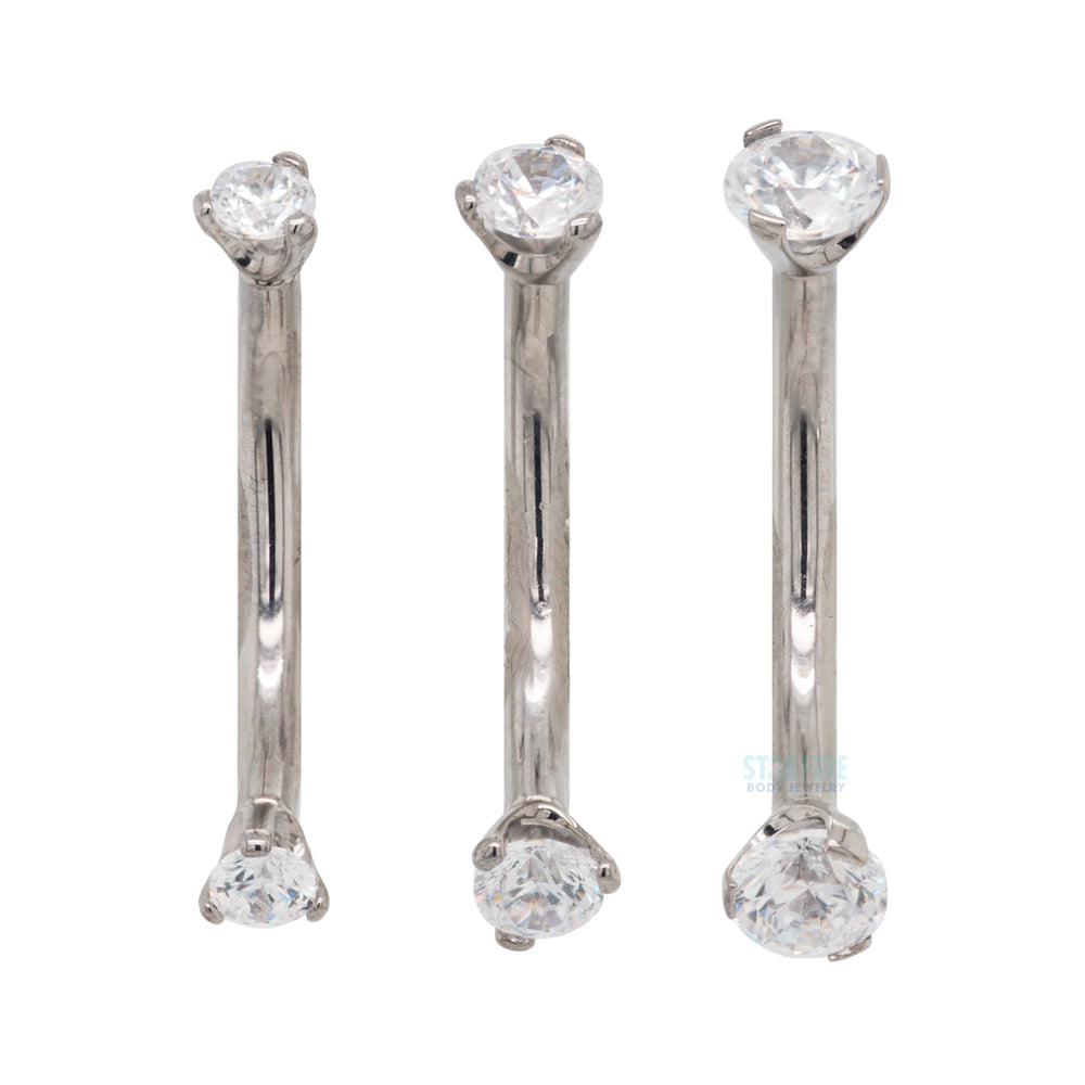 3 Prong-Set Faceted Gem Curved Barbell