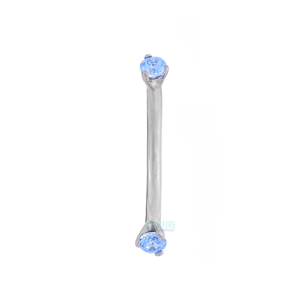 3 Prong-Set Faceted Gem Curved Barbell