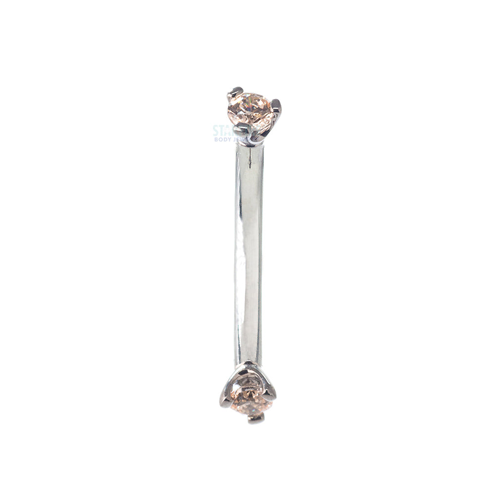 3 Prong-Set Faceted Gem Curved Barbell