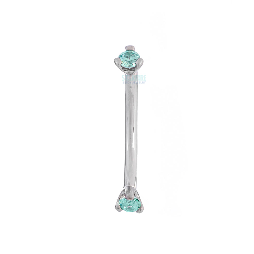 3 Prong-Set Faceted Gem Curved Barbell