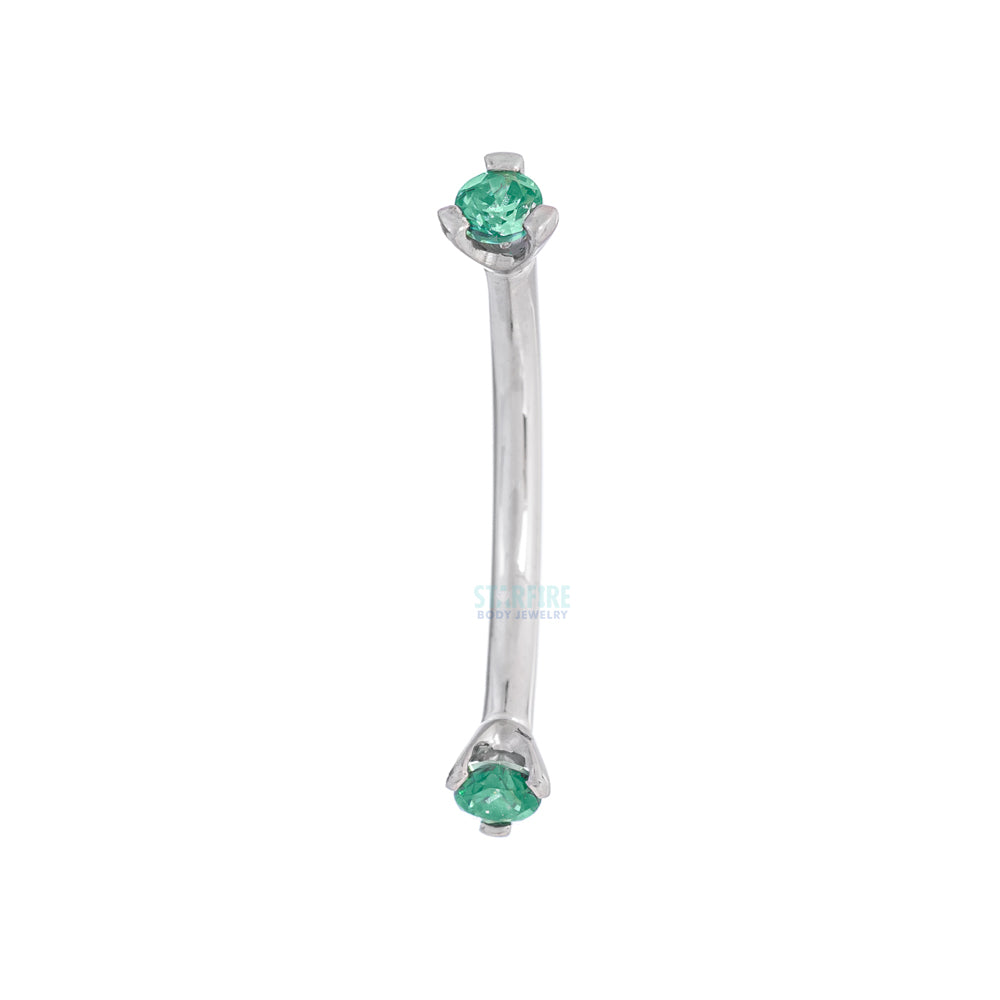 3 Prong-Set Faceted Gem Curved Barbell