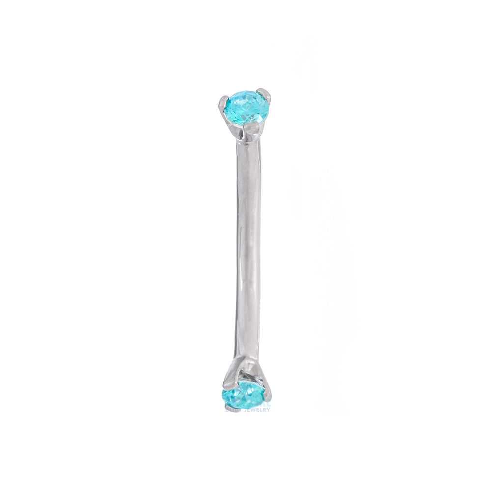 3 Prong-Set Faceted Gem Curved Barbell