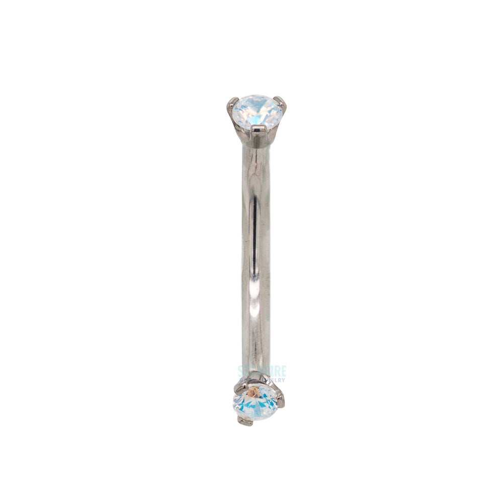 3 Prong-Set Faceted Gem Curved Barbell