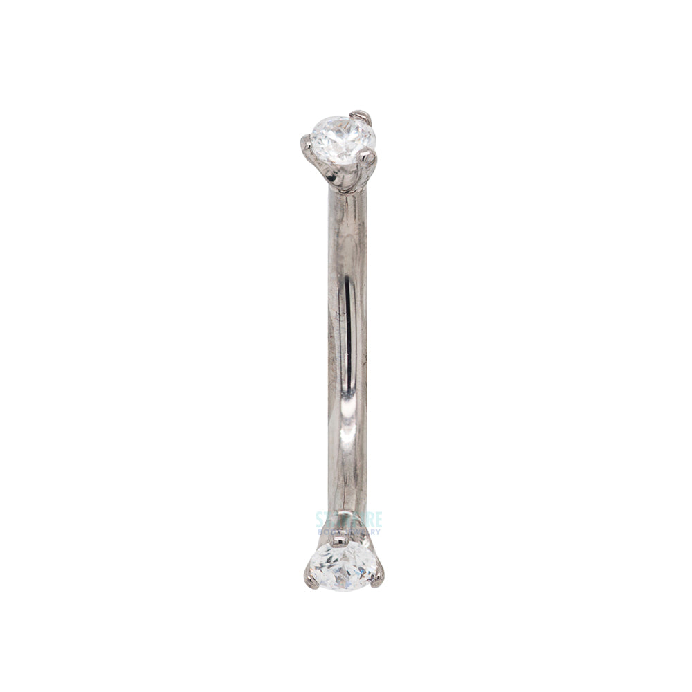 3 Prong-Set Faceted Gem Curved Barbell