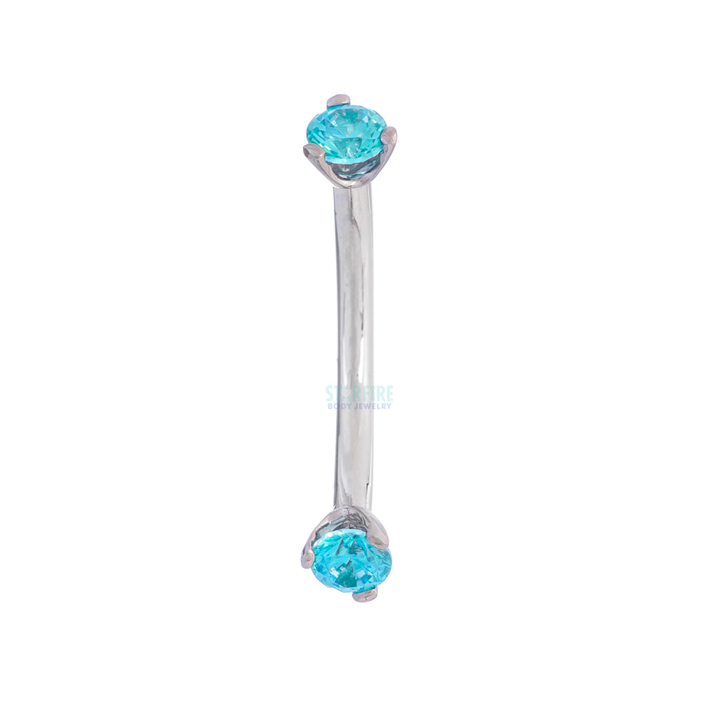 3 Prong-Set Faceted Gem Curved Barbell