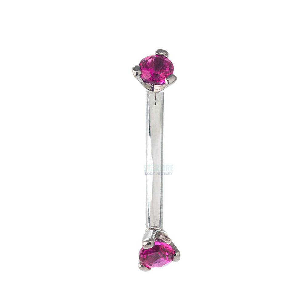 3 Prong-Set Faceted Gem Curved Barbell