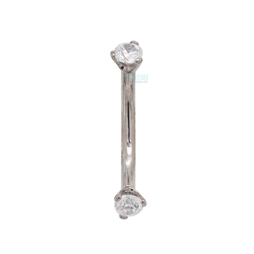 3 Prong-Set Faceted Gem Curved Barbell