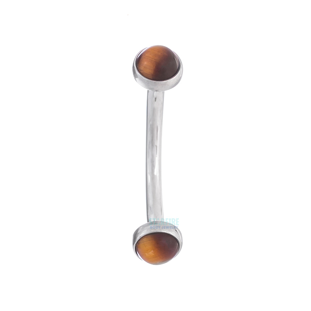Natural Stone Cabochons in Bezel Curved Barbell