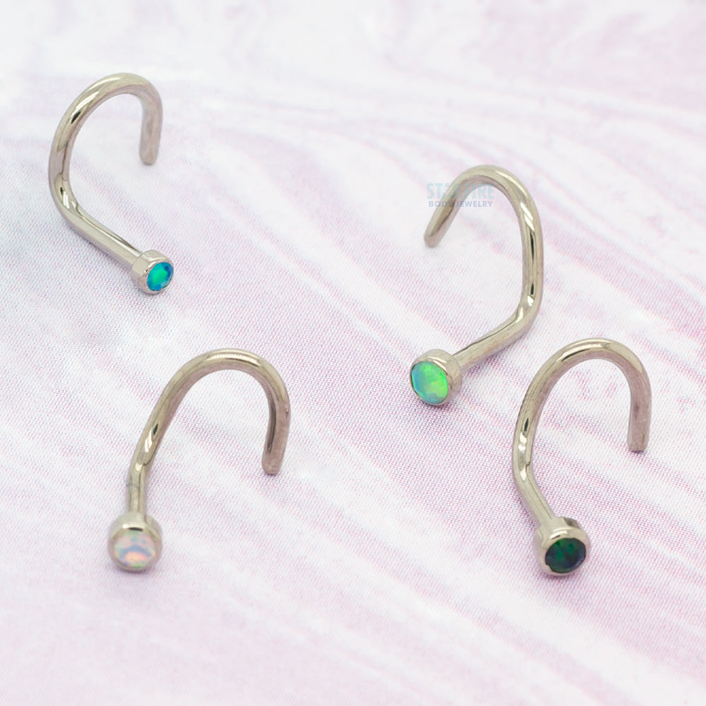 Demi Bezel-set Faceted Opal Nostril Screw