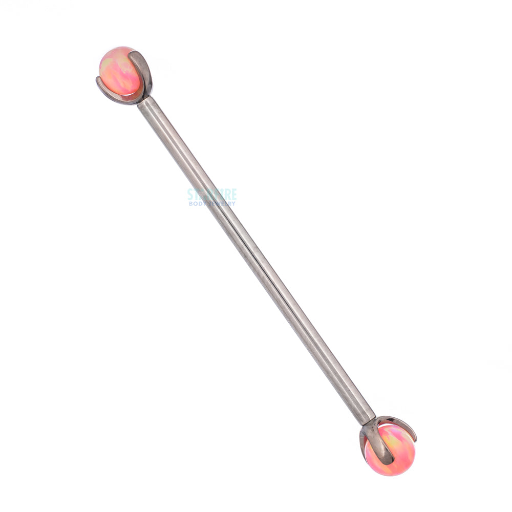 Opal Ball in Prong's Industrial Barbell