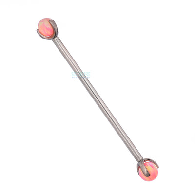 Opal Ball in Prong's Industrial Barbell