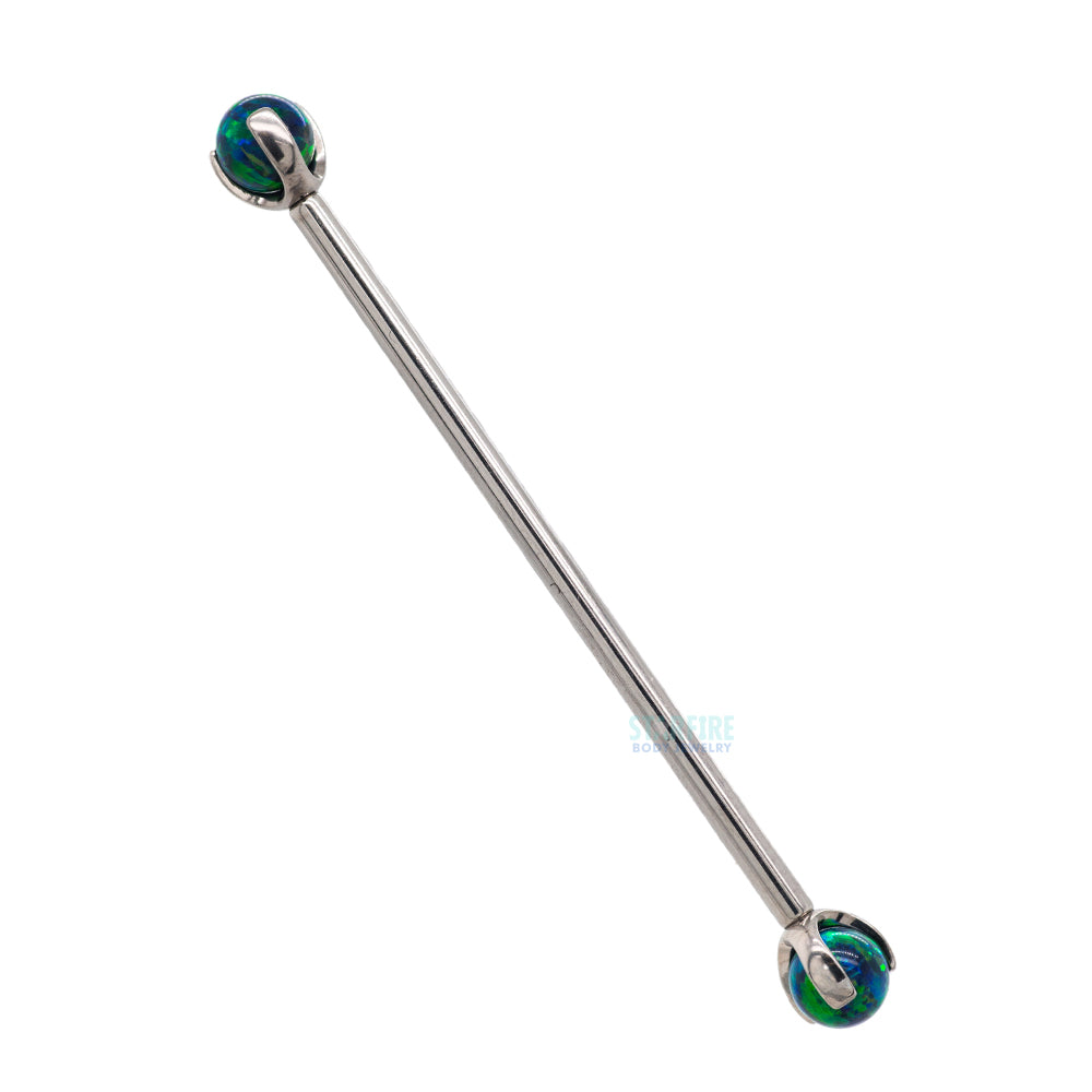 Opal Ball in Prong's Industrial Barbell