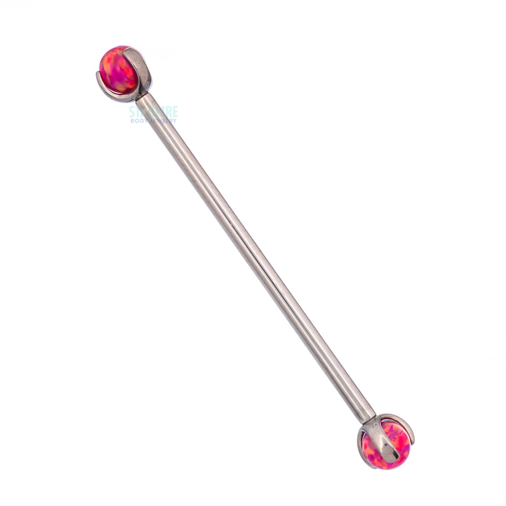 Opal Ball in Prong's Industrial Barbell