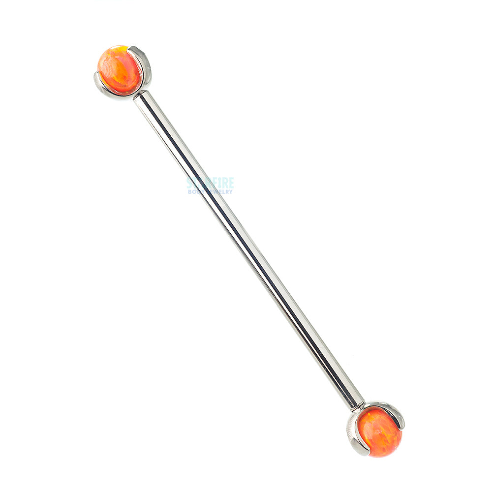 Opal Ball in Prong's Industrial Barbell