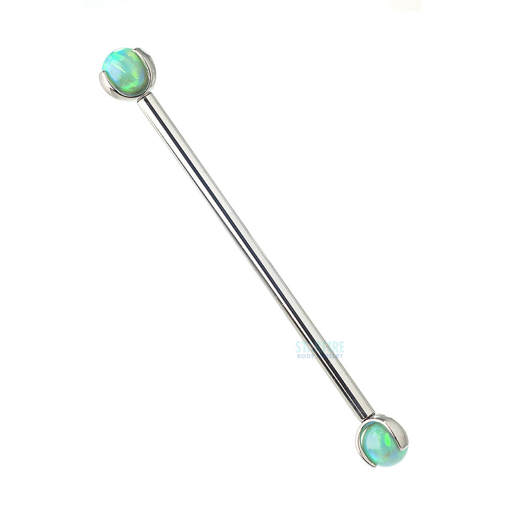 Opal Ball in Prong's Industrial Barbell