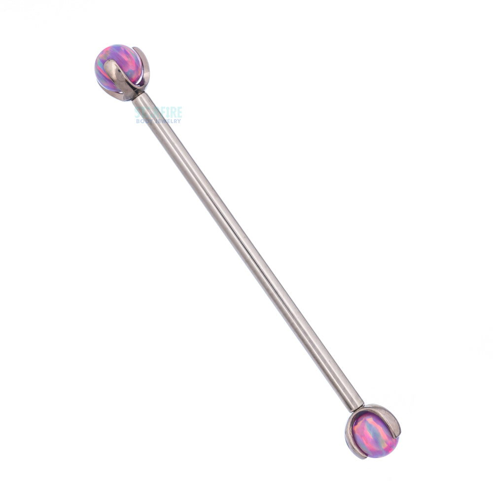 Opal Ball in Prong's Industrial Barbell