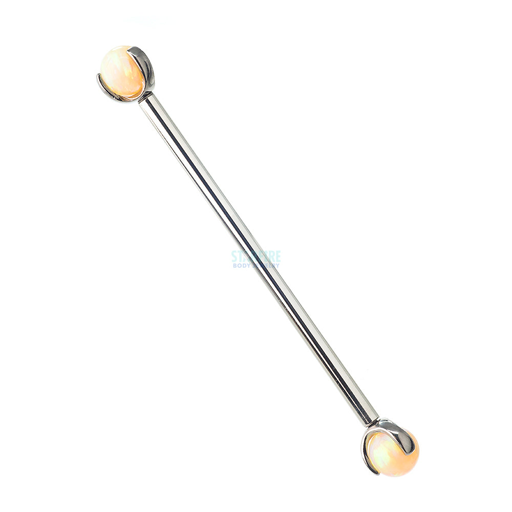 Opal Ball in Prong's Industrial Barbell