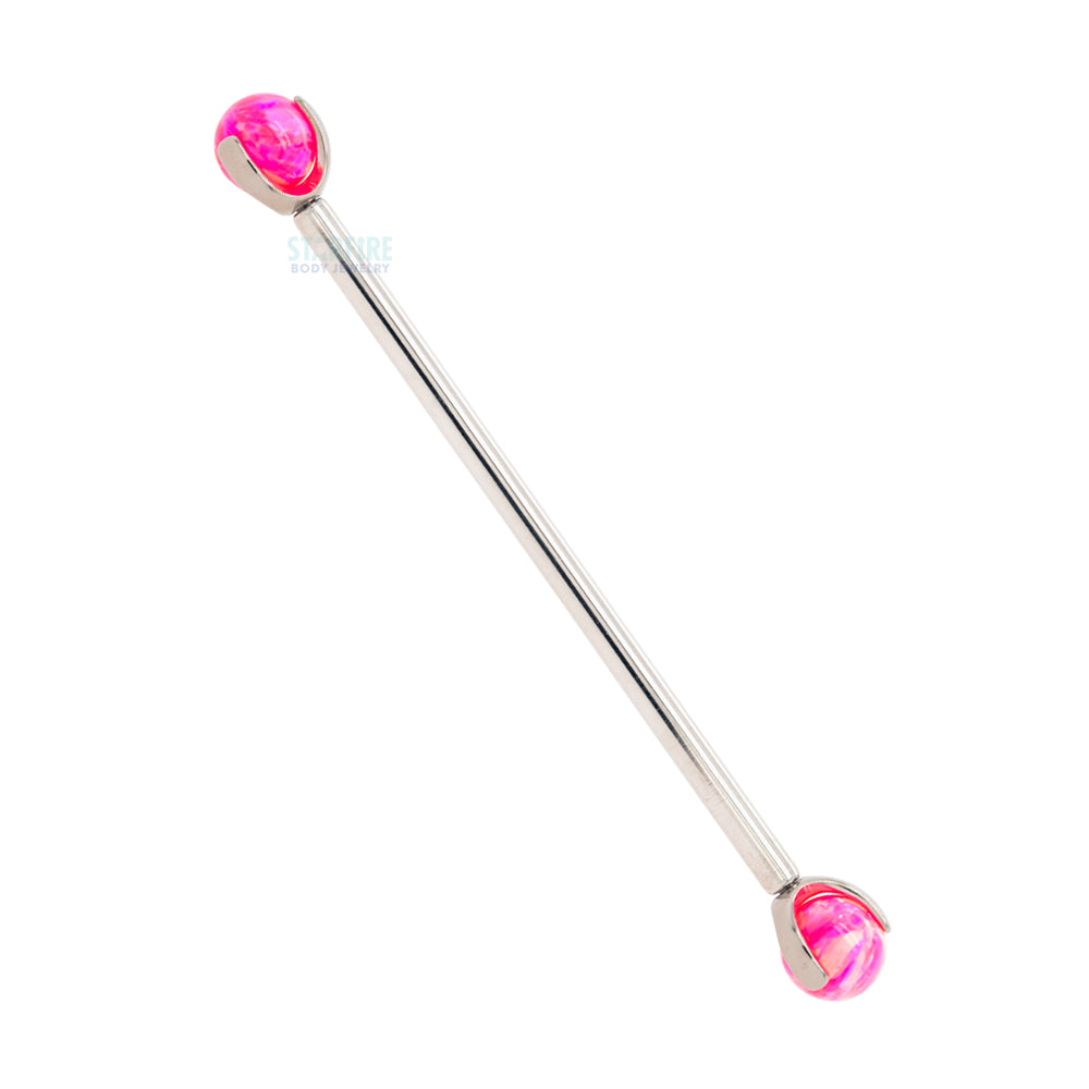 Opal Ball in Prong's Industrial Barbell