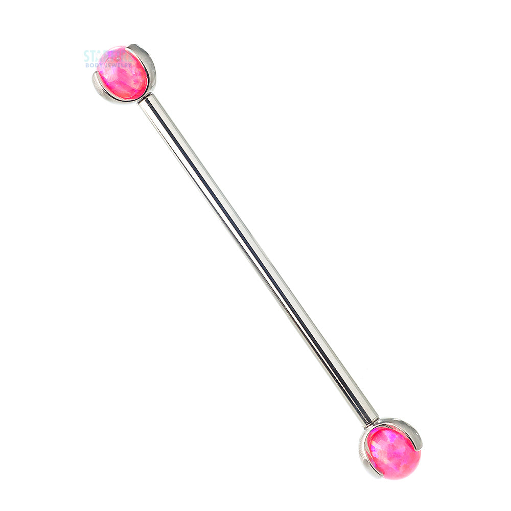 Opal Ball in Prong's Industrial Barbell