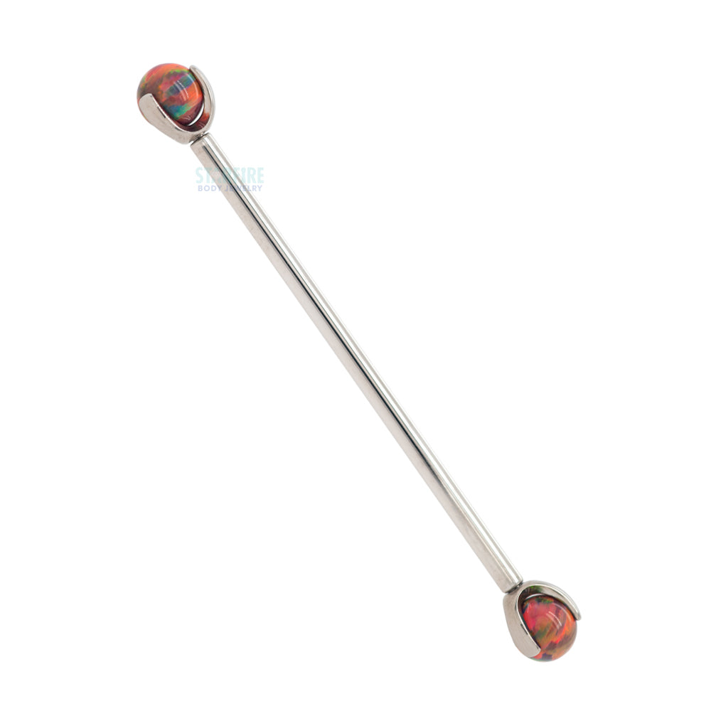 Opal Ball in Prong's Industrial Barbell
