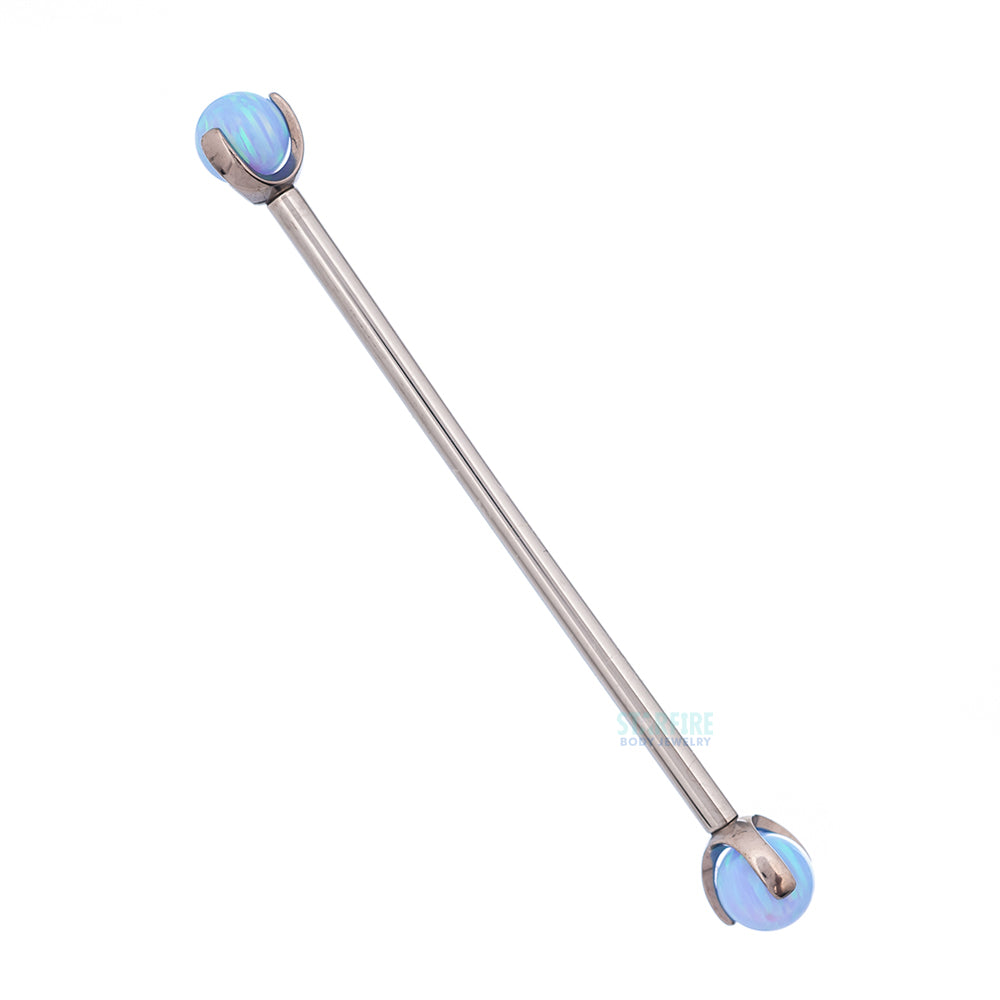 Opal Ball in Prong's Industrial Barbell