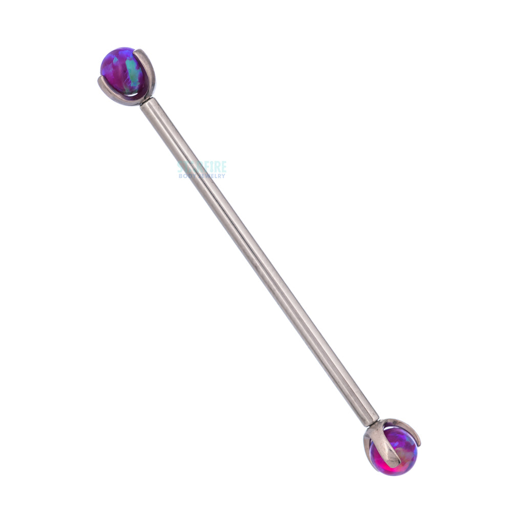 Opal Ball in Prong's Industrial Barbell