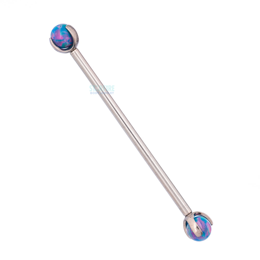 Opal Ball in Prong's Industrial Barbell