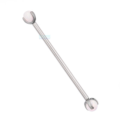 Opal Ball in Prong's Industrial Barbell